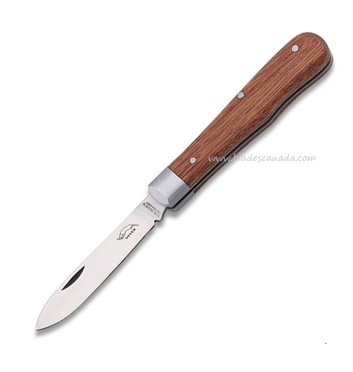 Otter-Messer Small Classic Slipjoint Folding Knife, Stainless Satin, Sapele Wood, 168R
