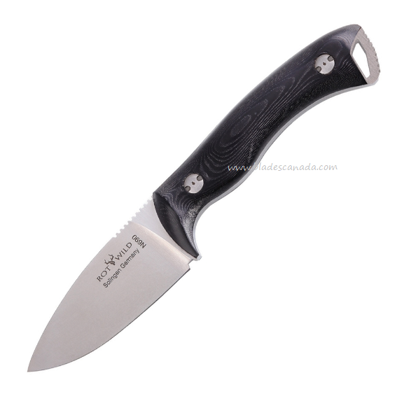 Otter-Messer Rotwild Milan Fixed Blade Knife, N690, Micarta Black, R04BMI