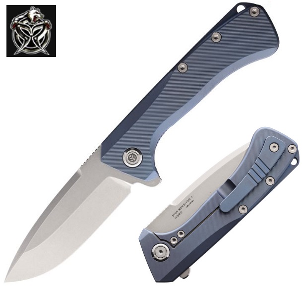 PMP Revenge II Flipper Framelock Knife, M390, Titanium Blue, PMP011