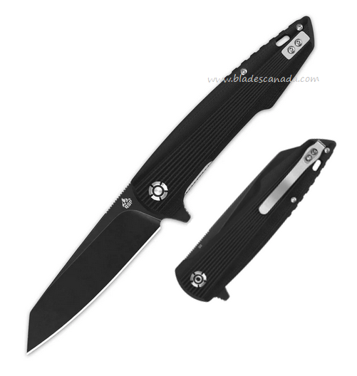QSP Phoenix Flipper Folding Knife, D2 Black Stonewash, G10 Black, QS108-C2
