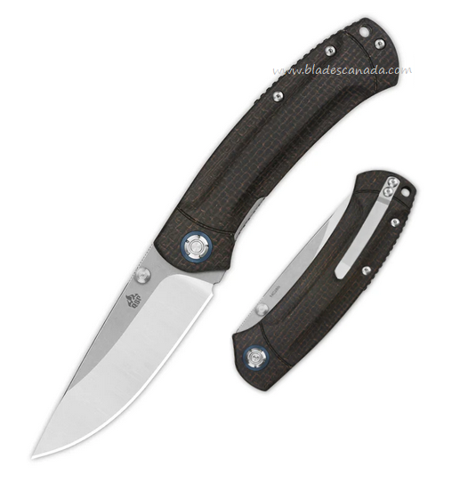 QSP Copperhead Folding Knife, 14C28N Satin/Stonewash, Micarta Dark Brown, QS109-C1