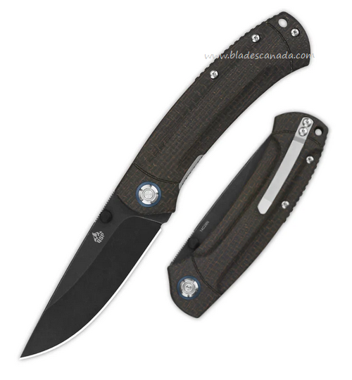 QSP Copperhead Folding Knife, 14C28N Black Stonewash, Micarta Dark Brown, QS109-C2