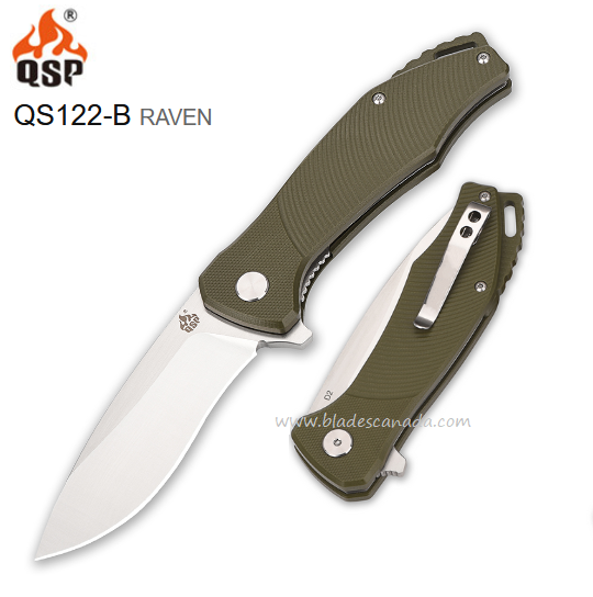 QSP Raven Flipper Folding Knife, D2 Two-Tone, G10 OD, QS122-B