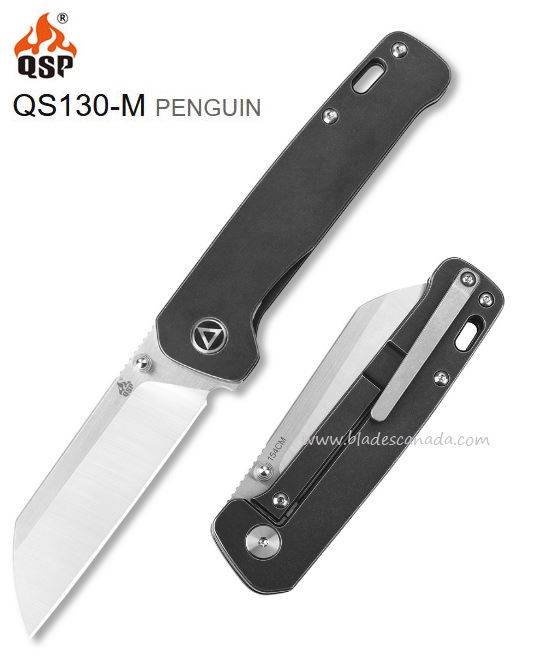 QSP Penguin Framelock Folding Knife, 154CM Steel, Titanium Handle, QS130-M