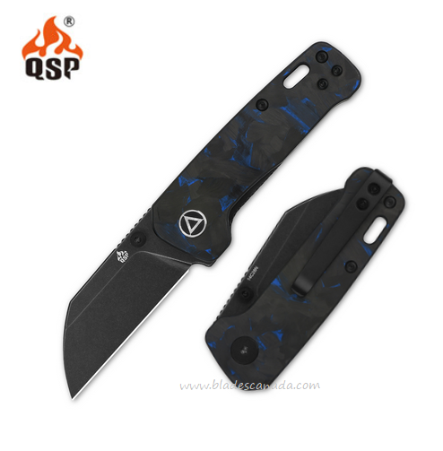 QSP Mini Penguin Folding Knife, 14C28N Black SW, G10/Carbon Fiber Overlay, 130XS-D2