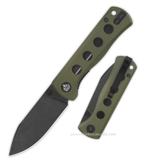 QSP Canary Folding Knife, 14C28N Black, G10 Olive Green, QS150-F2