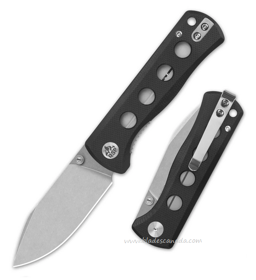 QSP Canary Folding Knife, 14C28N Stonewash, G10 Black, QS150-A1