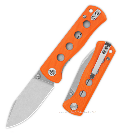 QSP Canary Folding Knife, 14C28N Stonewash, G10 Orange, QS150-B1