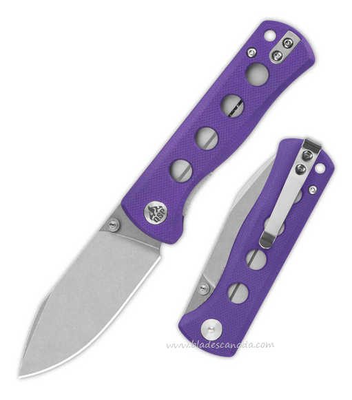 QSP Canary Folding Knife, 14C28N Stonewash, G10 Purple, QS150-D1