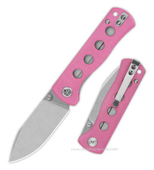 QSP Canary Folding Knife, 14C28N Stonewash, G10 Pink, QS150-H1