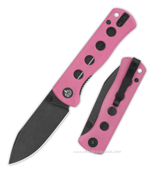 QSP Canary Folding Knife, 14C28N Black, G10 Pink, QS150-H2
