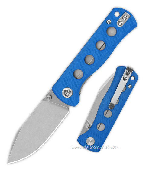 QSP Canary Folding Knife, 14C28N Stonewash, G10 Blue, QS150-I1