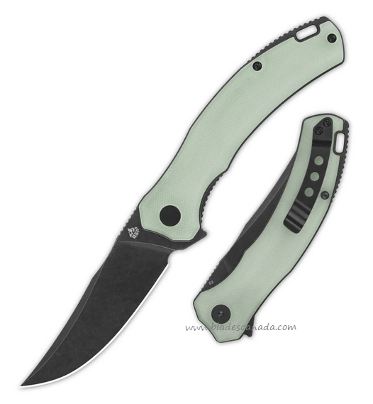 QSP Walrus Flipper Folding Knife, D2 Black, G10 Jade, QS151-A2