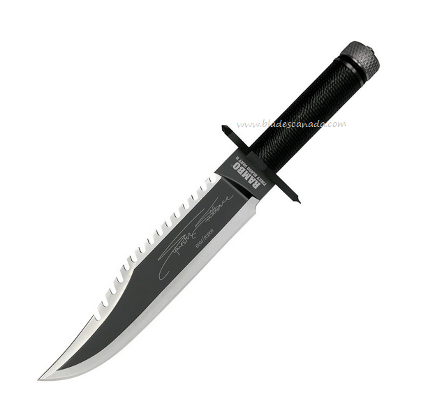 Rambo First Blood Part II Mini Fixed Blade Knife, Stainless, Cord Wrapped Black, RB9432