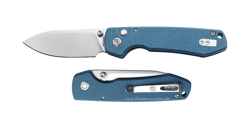 Vosteed Raccoon Folding knife, 14C28N Satin, Micarta Blue, RC3SVM3