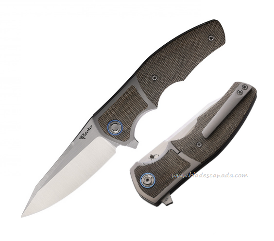 Reate Mini Crossroad Flipper Framelock Knife, M390 Satin, Titanium/Micarta, REA106