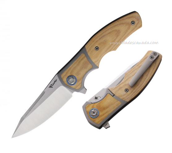 Reate Mini Crossroad Flipper Framelock Knife, M390 Satin, Titanium/Micarta, REA109