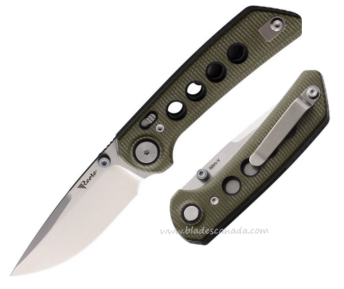 Reate PL-XT Folding Knife, Nitro-V Stonewash, Micarta Green/G10 Black, REA130