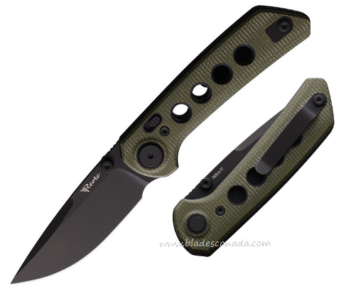 Reate PL-XT Folding Knife, Nitro-V Black, Micarta Green/G10 Black, REA131
