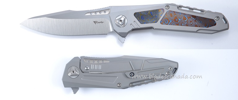 Reate K-3 Flipper Framelock Knife, CTS-204P, Titanium/Mokuti