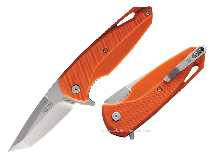 Revo Vipera XL Flipper Folding Knife, Assisted Opening, SW Blade, G10 Orange, VIPXLTORG