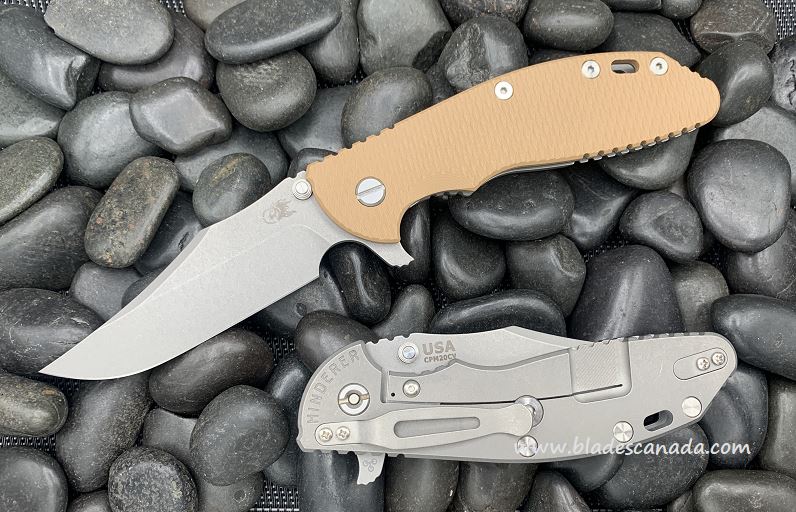 Hinderer XM-24 4.0" Bowie Tri-Way Working Finish - Coyote G10