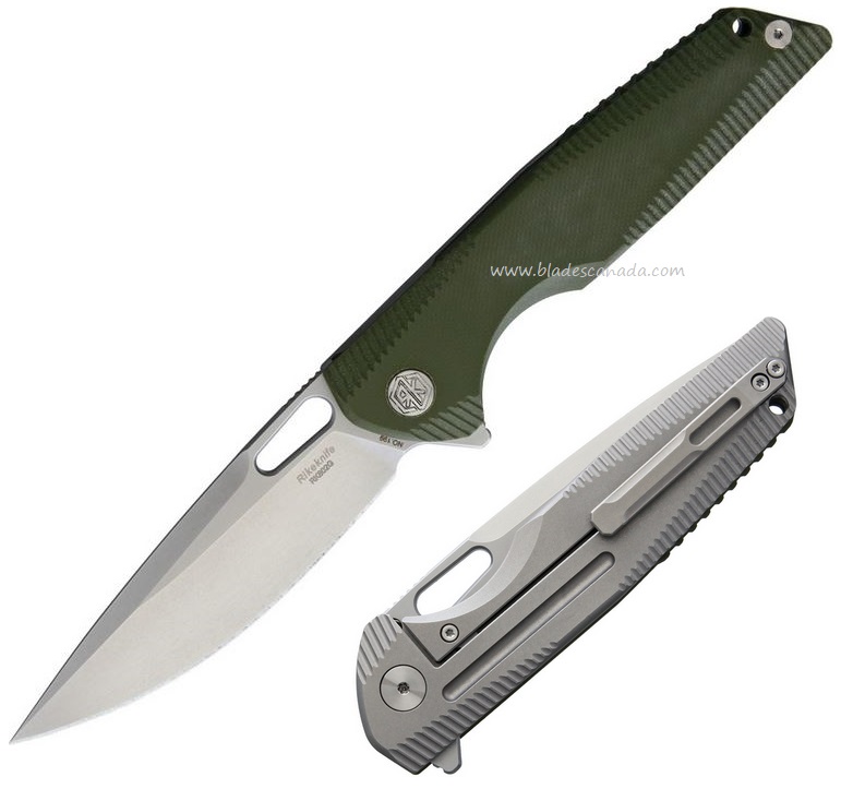 Rike Flipper Framelock Knife, 154CM, G10 OD/Titanium, RK802GOD