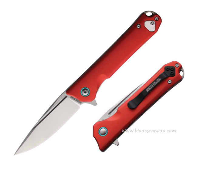 Rough Ryder Night Out Flipper Folding Knife, Stainless Satin, Aluminum Red, RR2254