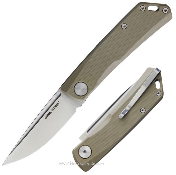 Real Steel Luna Lite Slipjoint Folding Knife, D2, G10 Coyote, 7033