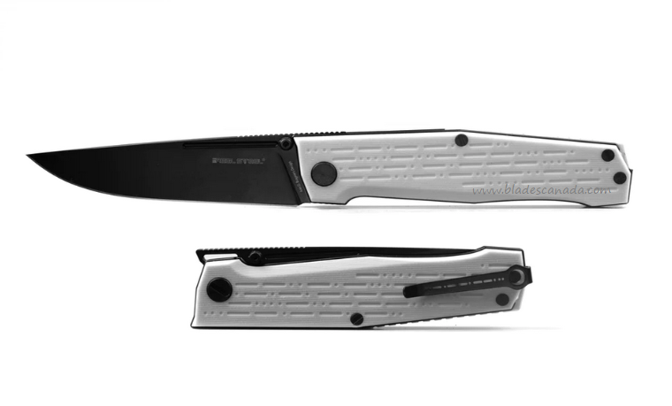 Real Steel Rokot Folding Knife, N690 Black, G10 White, 7641M
