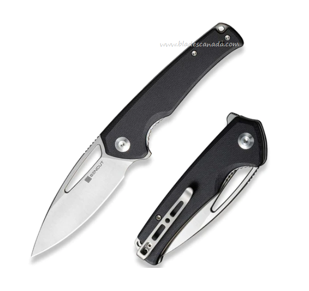 SENCUT Mims Flipper Folding Knife, Satin Blade, G10 Black, S21013-1