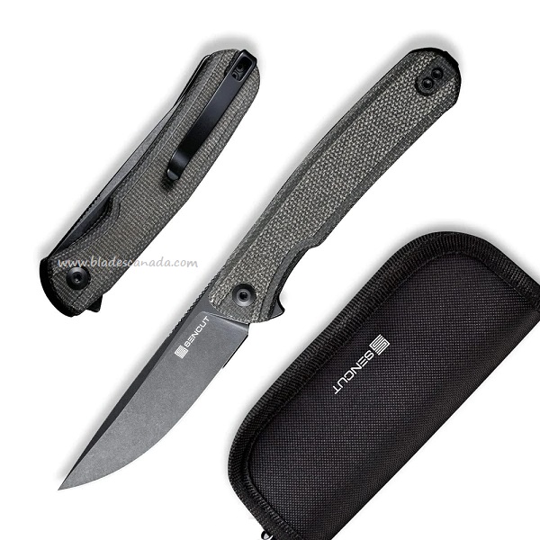 SENCUT Scitus Flipper Folding Knife, SW D2 Steel, Canvas Micarta, S21042-3
