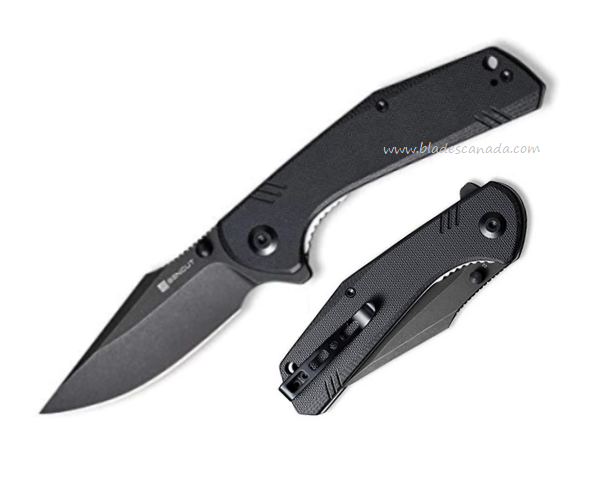 SENCUT Actium Flipper Folding Knife, D2 Black SW, G10 Black, SA02C