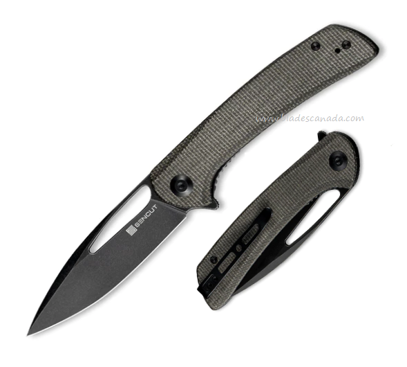 SENCUT Honoris Flipper Folding Knife, Black Stonewash, Micarta Gray, SA07B
