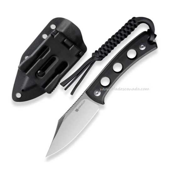 SENCUT Waxahachie Fixed Blade Knife, G10 Black, Kydex Sheath, SA11A