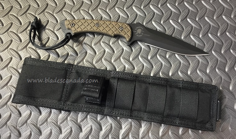 Spartan Blades Ares Fixed Blade Knife, S35VN Black, Micarta Green, MOLLE Sheath