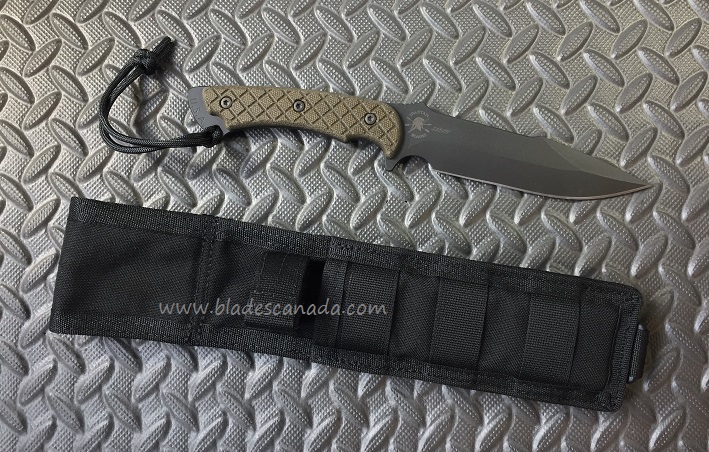 Spartan Blades Horkos Fixed Blade Knife, S45VN Black, Micarta Green, MOLLE Sheath