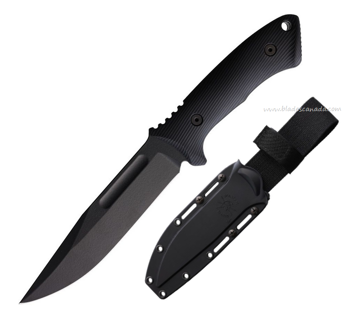 Spartan Blades Harsey Fighter Fixed Blade Knife, 1095 Carbon Black, Nylon Black, SBSL006BK