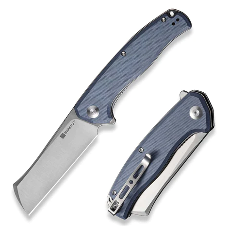 SENCUT Traxler Flipper Folding Knife, Satin Blade, G10 Neutral Blue, S20057C-2