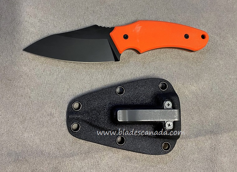 Hoback Shepherd Fixed Blade Knife, CPM 20CV SW Black, G10 Orange