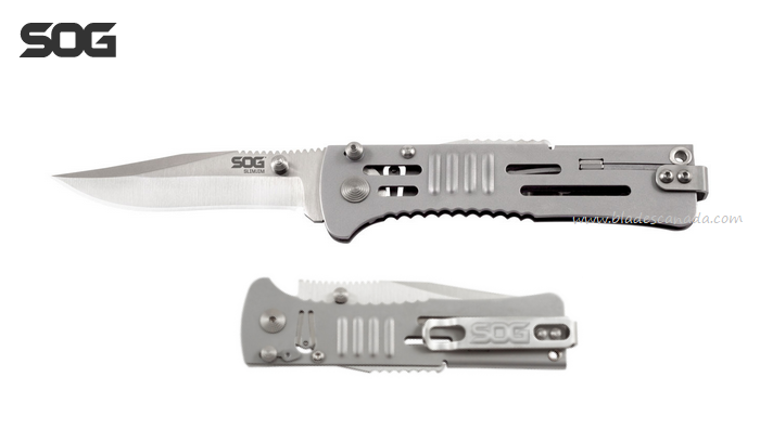 SOG Slimjim Folding Knife, Assisted Opening, AUS 8, Stainless, SJ31