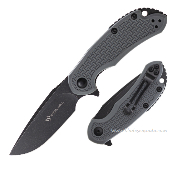 Steel Will Cutjack C22M Flipper Folding Knife, D2 Black SW, FRN Grey