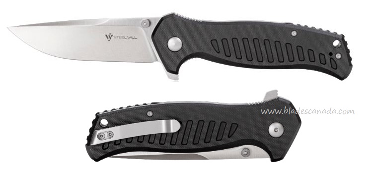 Steel Will Barghest Flipper Folding Knife, D2 Satin, G10 Black, F3701