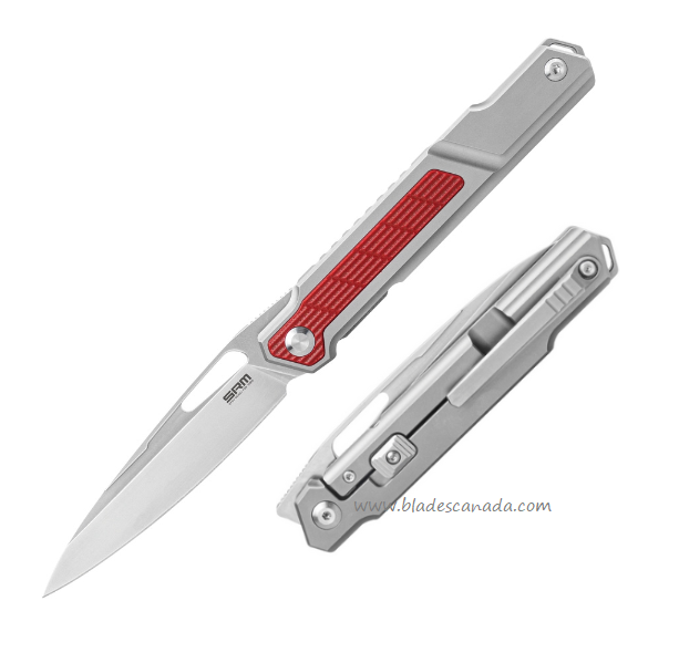 SRM Knives Fantasy Framelock Knife, N690, Titanium/G10 Red, 1421TL