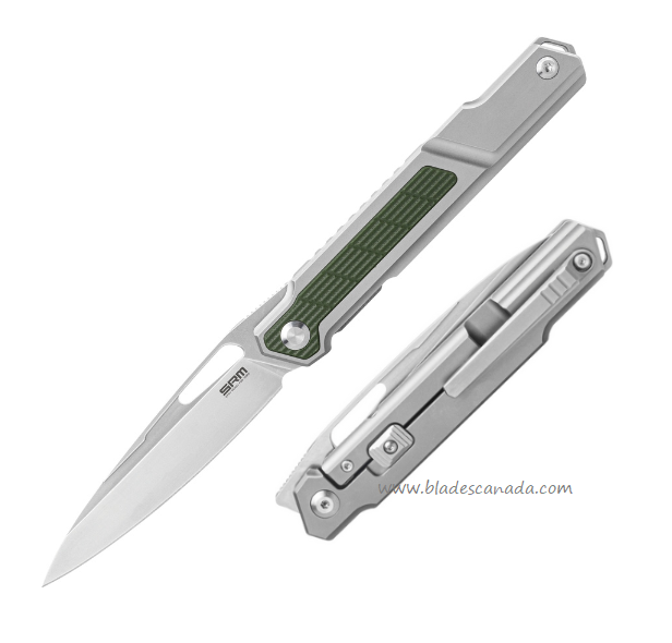 SRM Knives Fantasy Framelock knife, N690, Titanium/G10 Green, 1421TP