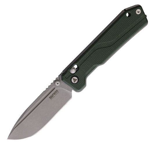 SRM Knives 7228BMG Folding Knife, 14C28N SW, Micarta Green