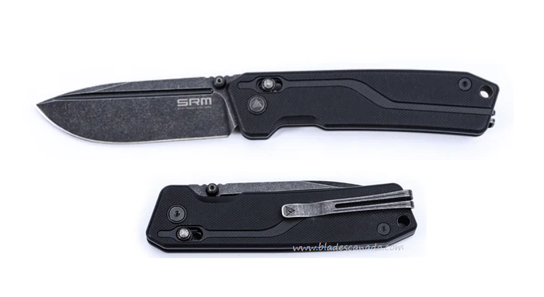 SRM Knives Rubik Folding Knife, Black SW Blade, G10 Black, SRM7228L-GB