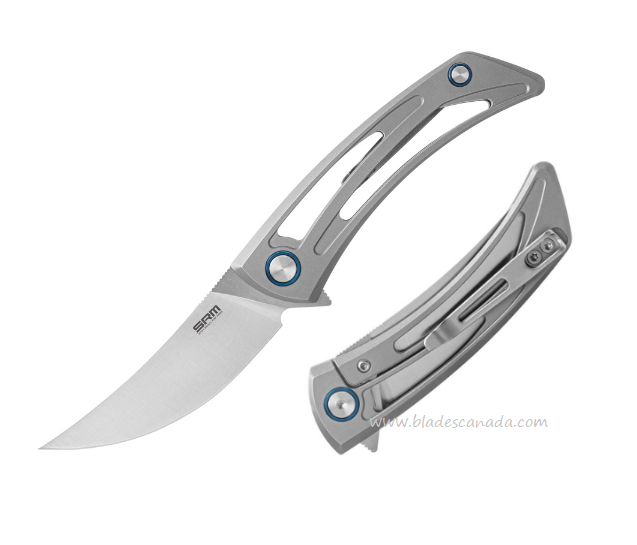 SRM Knives Model 7415 Flipper Framelock Knife, 154CM, Titanium, 7415TZ