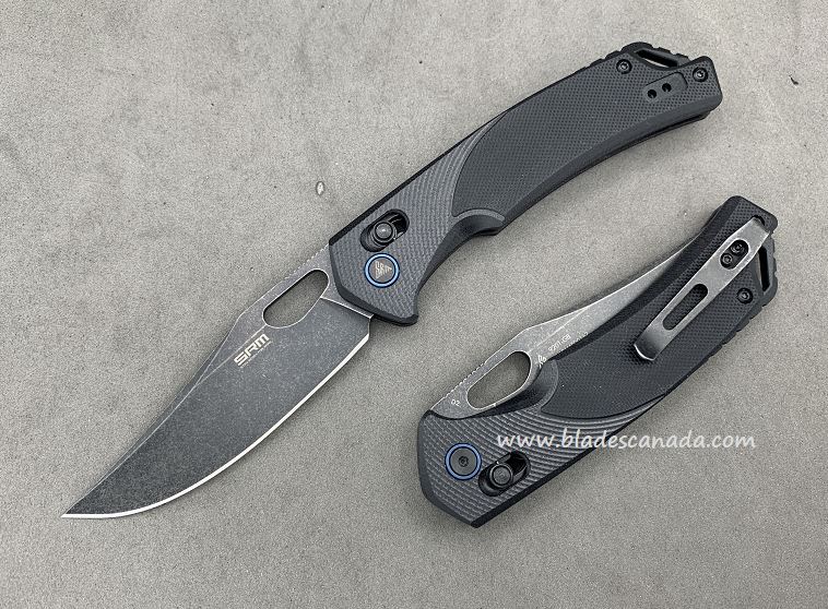 SRM Knives Model 9201 Ambi Lock Folding Knife, D2 Black, G10 Black