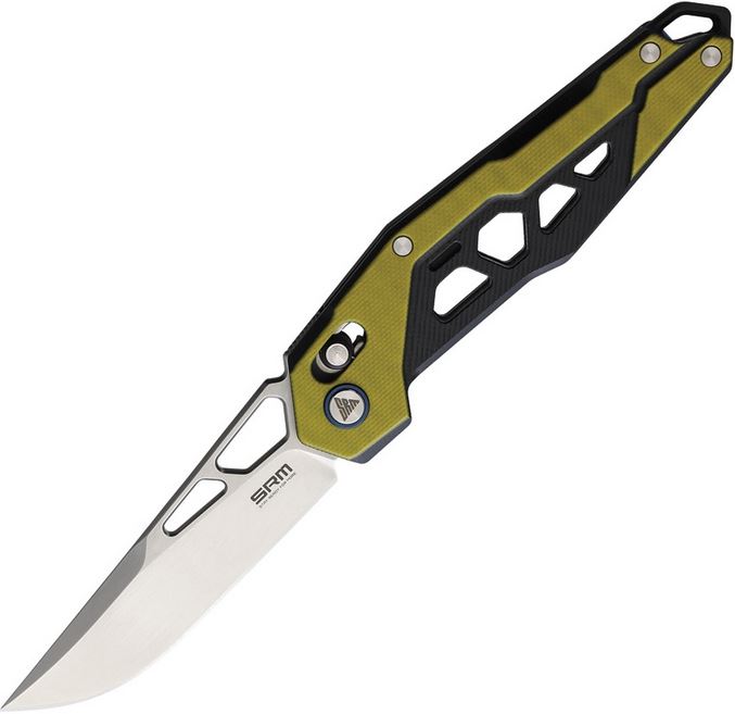 SRM Knives Model 9225 Folder, D2 Steel, Black/Yellow G10, SRM9225GJ